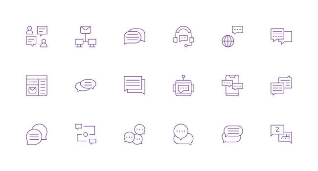18 mensajería íconos en mínimo línea estético escalable íconos para multiplataforma interfaces vector