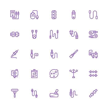 25 Icons for Connector in Medium Stroke Outline Format Clean Icon Collection for Web Use vector