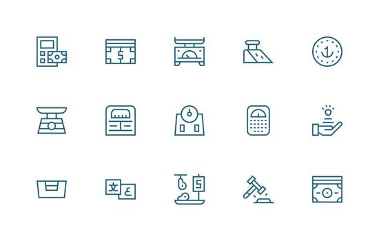 Pound Design Icons featuring 15 in Regular Line Style Display Icon Pack vector