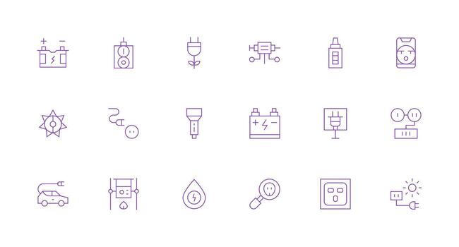 18 Minimal Line Vectors for Power Source Theme Display Icon Pack