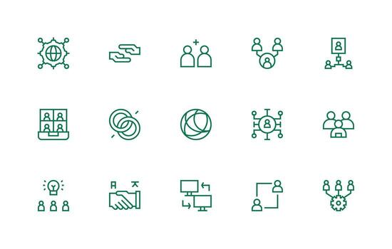 Regular Line Icons from Collaboration Set with 15 Vectors Lightweight Icon Series