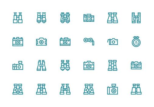 Viewfinder Icon Set with 24 Thick Line Line Graphics Interface Icon Collection vector