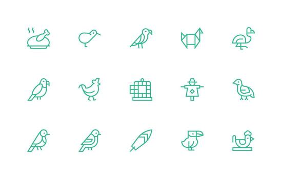15 Regular Line Designs for Bird Icons Fully Editable Icon Set for Web vector