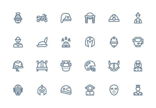 Thick Line Line Icons from Helmet Set with 24 Vectors Icons Built for Visual Consistency Pack