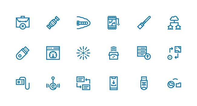 18 datos transferir íconos en fuerte carrera línea estético completar icono haz para web diseño vector