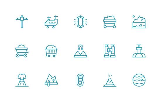 Geology featuring 15 Icons in Regular Line Design Multi-Purpose Icon Pack for Templates vector