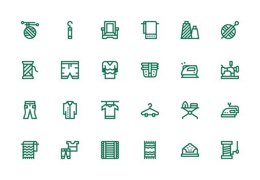 24 Thick Line Line Vectors for Fabric Theme Simple Icons for Interface and Wireframes