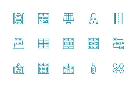 módulo incluso 15 regular línea ilustraciones ui icono conjunto vector