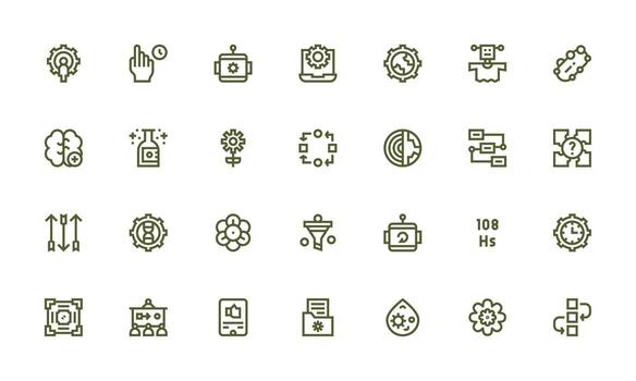 proceso icono conjunto con 28 negrita línea gráficos esencial icono conjunto para equipos vector