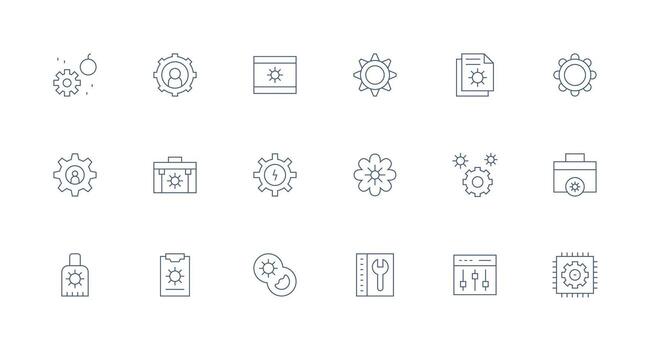 18 mínimo línea estilo íconos desde sistema ajustes colección estilo icono conjunto vector