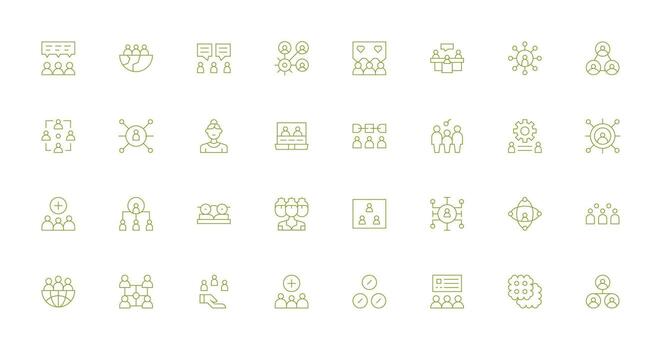32 Thin Line Icons for Group Graphics Complete Icon Bundle for Web Design vector