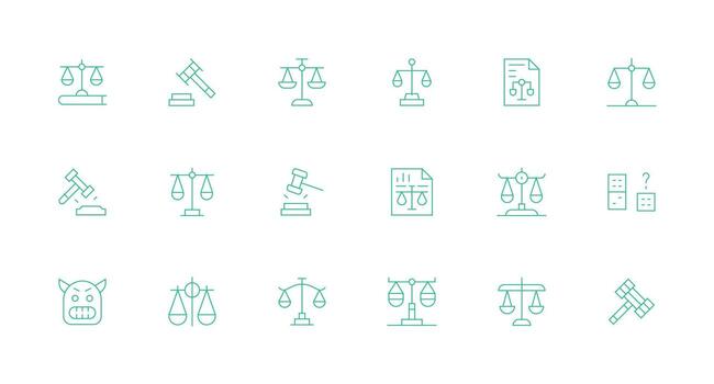 Dispute Icon Set with 18 Minimal Line Graphics Icon Set for Web vector