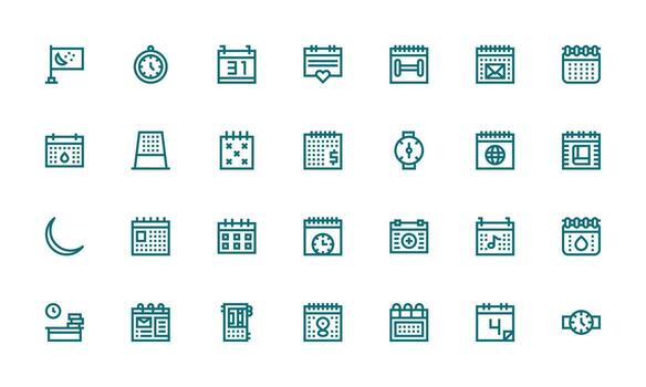 Bold Line Style Calendar Icons with 28 Vectors Icons Built for Visual Consistency Pack
