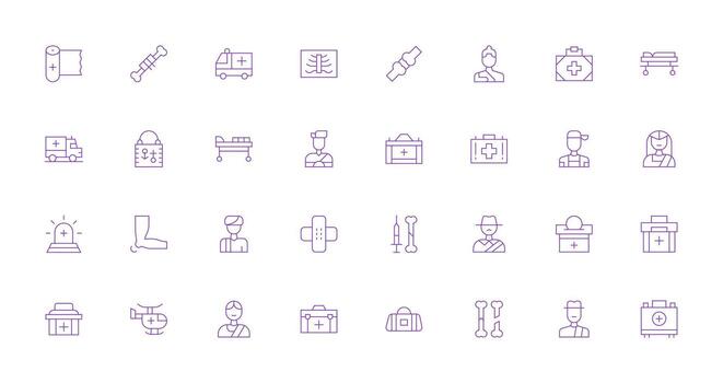 32 Delgado línea íconos para trauma gráficos básico icono serie vector