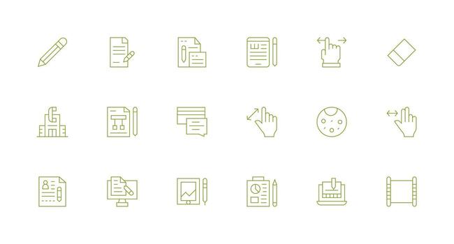 mínimo línea estilo edición íconos con 18 vectores icono paquete para varios temas