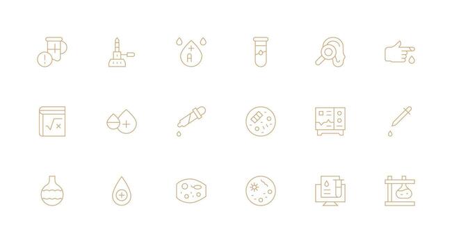 18 Icons for Test in Minimal Line Format Web Icon Collection vector