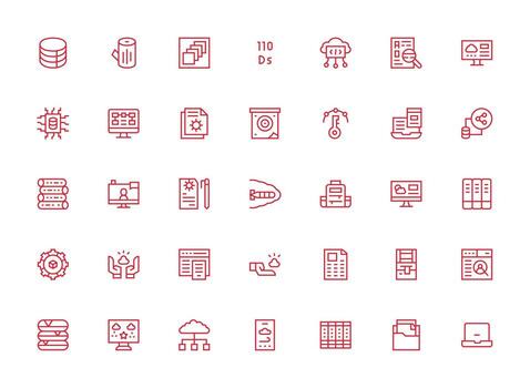 35 datos administración íconos en regular limpiar línea estético ligero icono serie para rápido prototipos vector