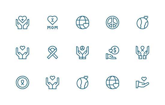 15 Regular Line Vectors for Empathy Theme Responsive Icon Set for Flexible Layouts