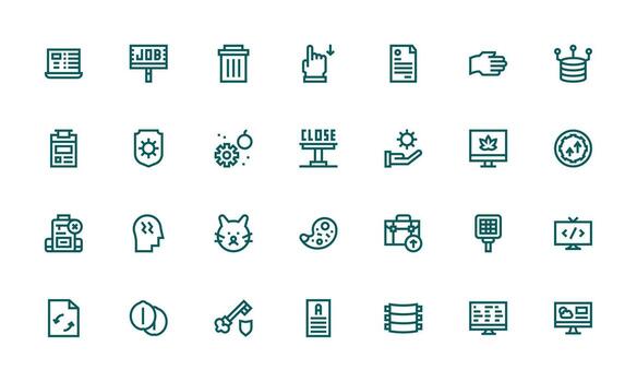 28 Application Icons in Bold Line Aesthetic User Interface Icons for Digital Products vector