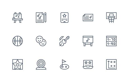 Puntuación icono colección con 15 regular línea diseños núcleo icono colección para diario Tareas vector