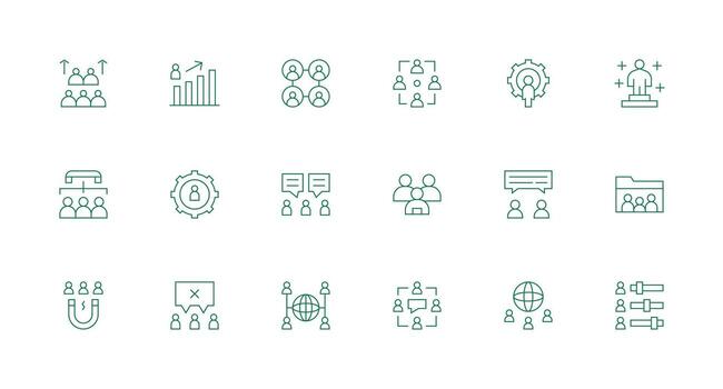 18 Minimal Line Style Icons from Users Collection Dashboard Icon Series vector