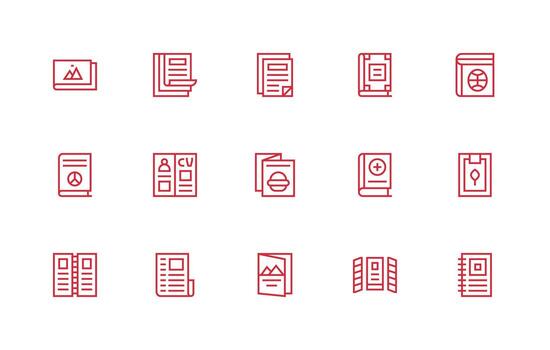 15 regular línea vectores para folleto tema detallado icono colección para diseño sistemas