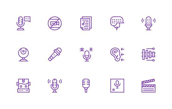 Regular Line Style Recording Icons with 15 Vectors High-Resolution Icons for Any Platform