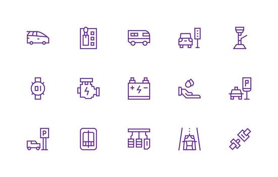 15 Regular Line Icons for Automobile Graphics Functional Icon Series vector