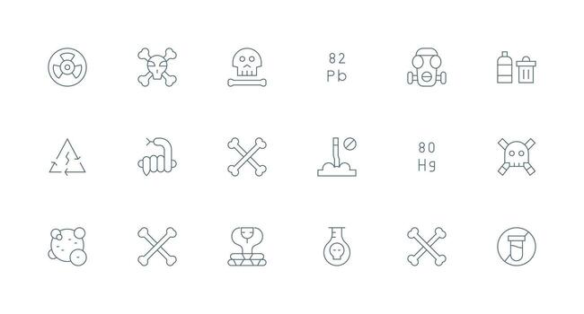 18 Icons for Toxic in Minimal Line Format Neat Icon Set vector