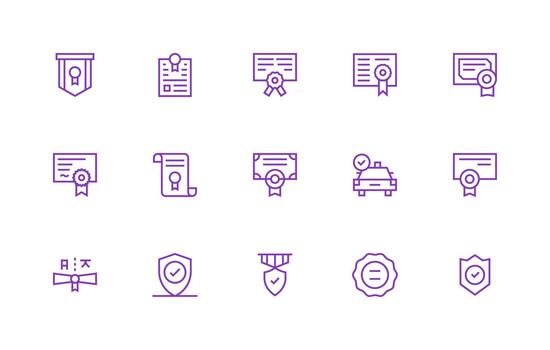Licensed Icon Set with 15 Regular Line Graphics Icon Pack for UI vector