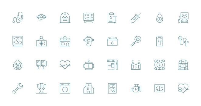 32 Thin Line Vectors for Diagnostic Theme Icon Pack for UI