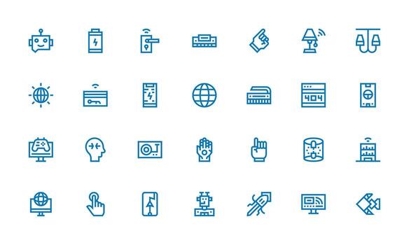 Technology Icon Set with 28 Bold Line Graphics Universal Icon Pack vector