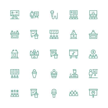 25 medio carrera contorno vectores para conferencia tema sencillo íconos para interfaz y wireframes