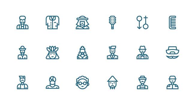 Man Set with 18 Strong Stroke Line Icons Quick Access Icons for UI Development vector
