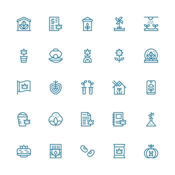 Medium Stroke Outline Style Cultivation Icons with 25 Vectors Scalable Icons for All Themes