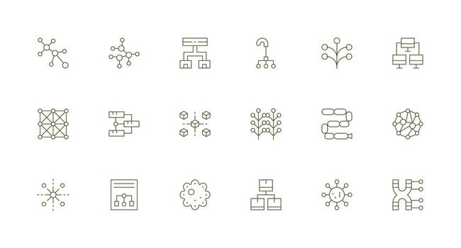 Nodes Visual Pack containing 18 Minimal Line Icons Smart Icon Collection vector