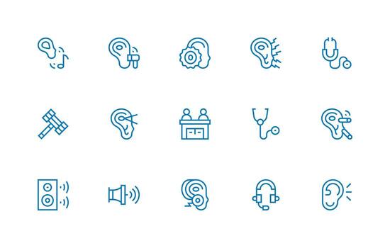 Hearing featuring 15 Icons in Regular Line Design Essential Icons for Rapid UI Building vector