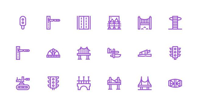 Roadway Design Icons featuring 18 in Strong Stroke Line Style All Device Compatible Icon Set vector