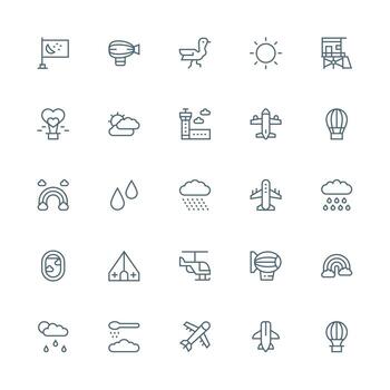 Medium Stroke Outline Style Sky Icons with 25 Vectors Interface Icons for Daily Use