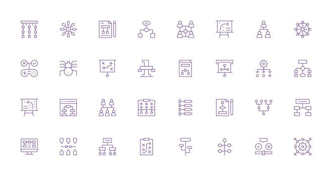 diagrama de flujo icono colección con 32 Delgado línea diseños profesional icono conjunto vector