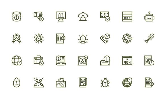 negrita línea íconos desde error conjunto con 28 vectores versátil icono colección para diseñadores