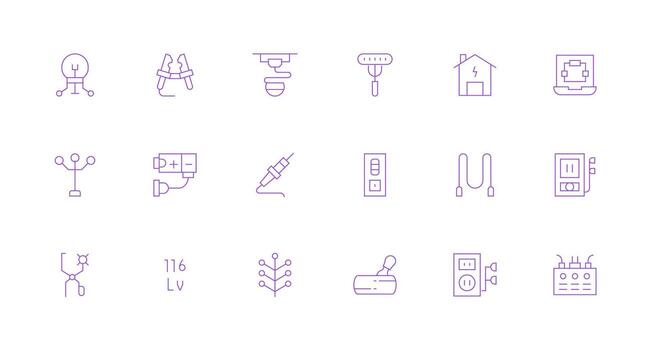 Minimal Line Icons from Wiring Set with 18 Vectors Line Icon Collection