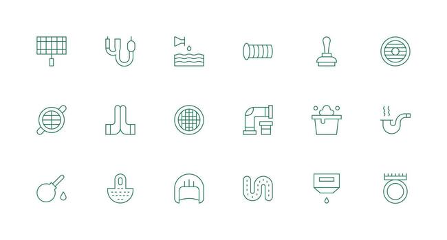 18 Minimal Line Icons for Drain Graphics Web Icon Collection vector