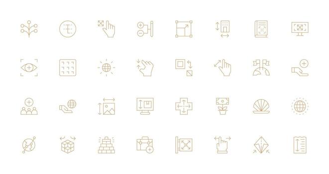 Expand Visual Pack containing 32 Thin Line Icons Icon Pack for UI vector