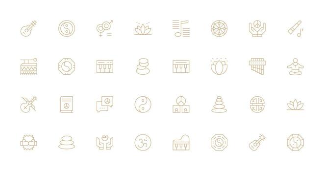 armonía presentando 32 íconos en Delgado línea diseño completar icono haz para web diseño vector