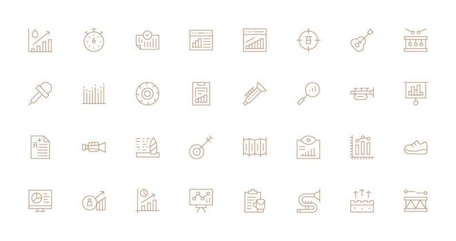 Performance Visual Pack containing 32 Thin Line Icons Balanced Icon Set for Functional Design vector