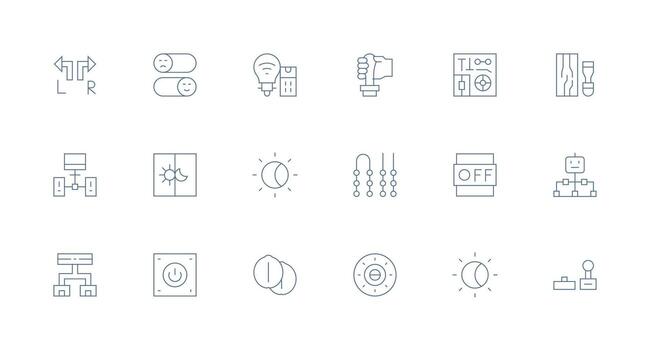 Switch Visual Pack containing 18 Minimal Line Icons Neat Icon Set vector