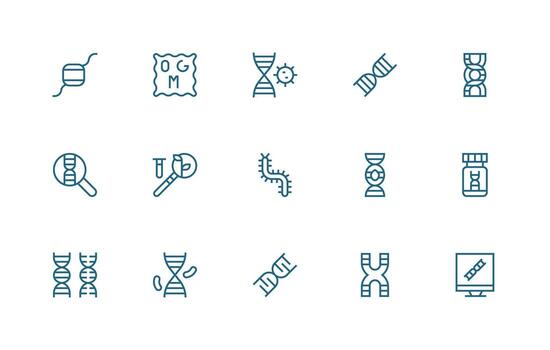 15 Icons for Biotechnology in Regular Line Format High-Quality Icon Pack vector