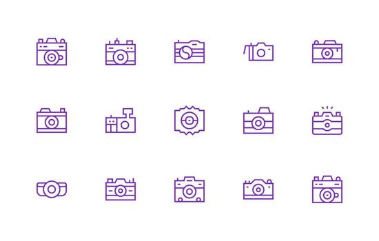 Snapshot Set with 15 Regular Line Icons Digital Icon Collection vector