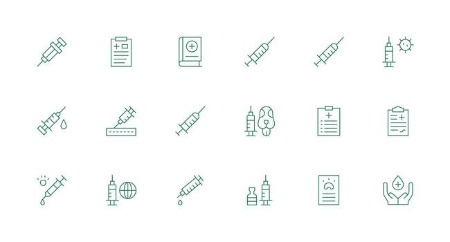 18 Minimal Line Style Icons from Immunization Collection All Device Compatible Icon Set vector